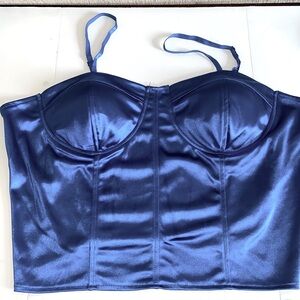 Derek Hearts Plus Size 3X Royal Blue Padded Cups Back Zip Bustiers 3366